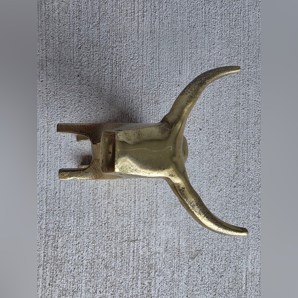 Vintage Mid Century Modern Solid Brass Bull Figurine 6”Abstract Animal Sculpture - Picture 7 of 8